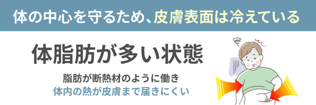 体の中心を守るため、皮膚表面は冷えている